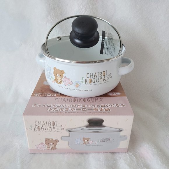 Rilakkuma - Chairoikoguma Enamel Pot With Lid - Sitting - Picture 4 of 5